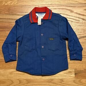 VTG 70’s Union Made OshKosh Toddler Blue Button Down Flannel Sz 2T NWT NOS